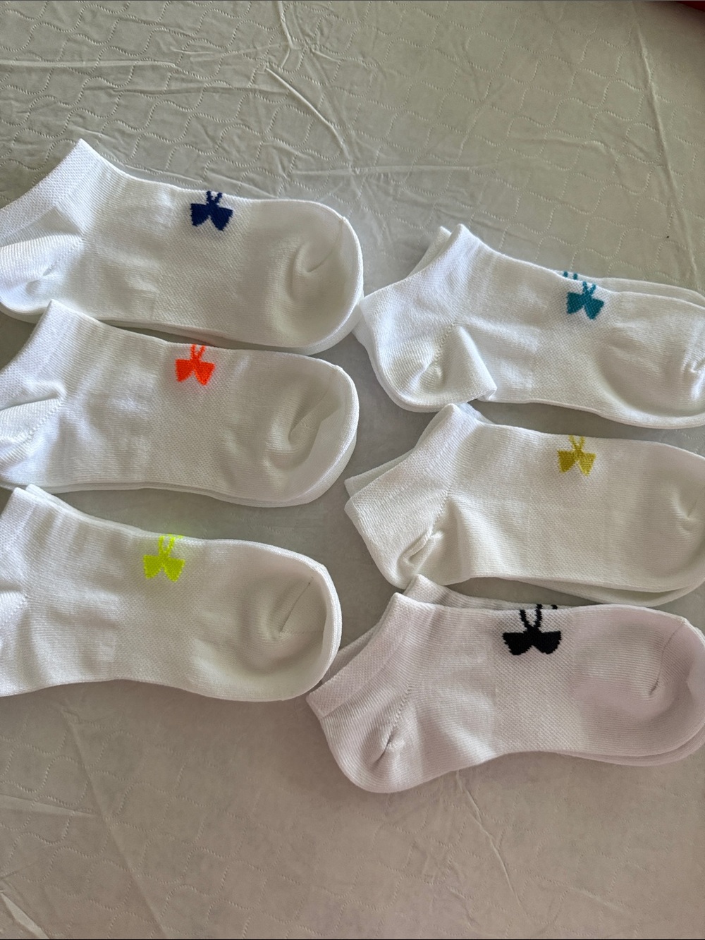 Under Armour Women’s White No-Show Athletic Socks with Multicolor Logos 6 Pairs